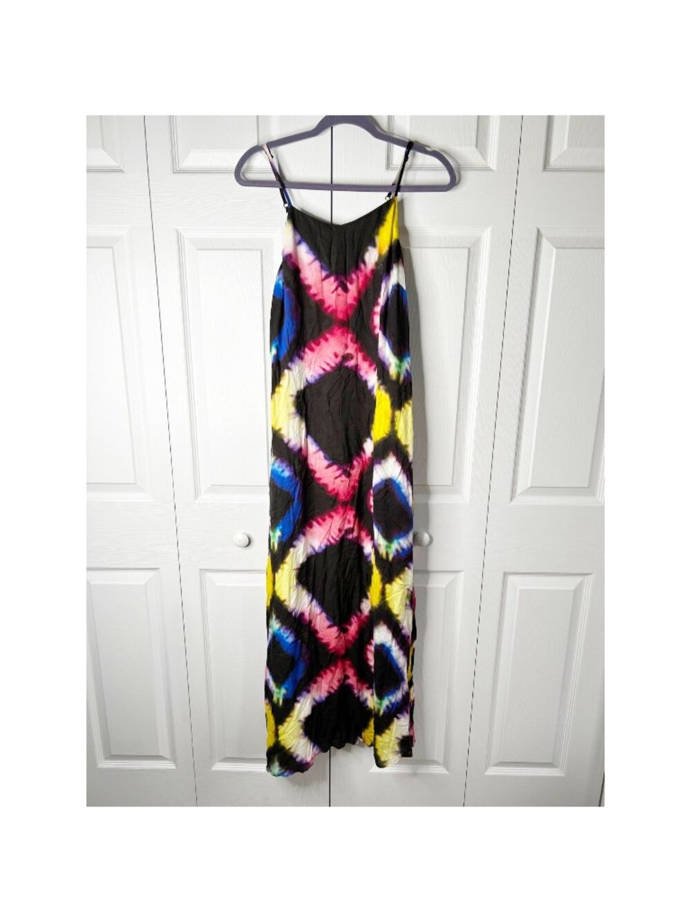 Busayo Collective Black Tie Dye Print Sleeveless Midi Dress Women's Size Medium